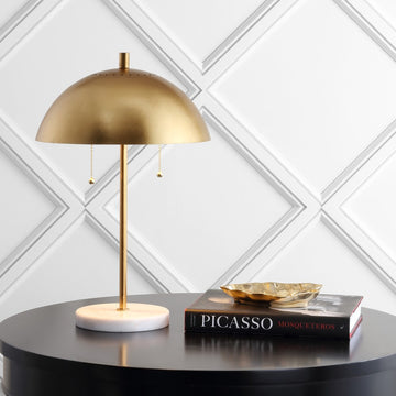 Ella 20.7" Dome Metal with Marble Base LED Table Lamp